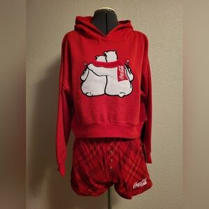 NWT Coca Cola Red Hoodie & Shorts Set Size Medium